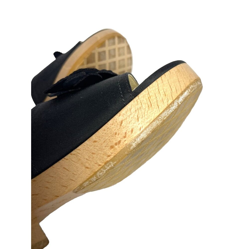 CHANEL CC 2015 Interlocking CC Logo Slides Shoes Sandals Wood +Box Sz 38 US 7.5 - Picture 10 of 16